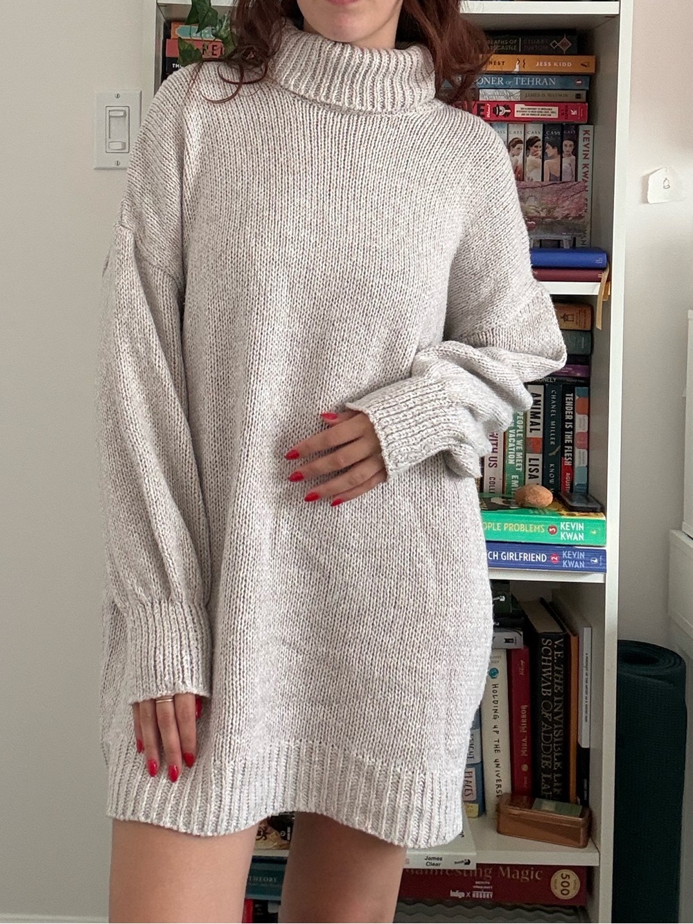Cozy Turtleneck Sweater Dress - Cream